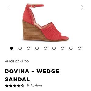 Vince Camuto suede scalloped edge wedge sandal